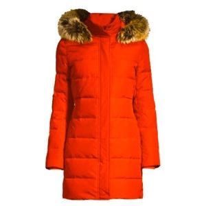 LANDSEND Women Down Hooded MidThigh Winter Coat TAYLOR SWIFT ORANGE 0° to +27°